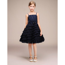 Discount Spaghetti Straps Knee Length Pleated Skirt Flower Girl Dress