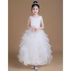 Adorable Ankle Length Ruffle Skirt Flower Girl Dresses with Sashes