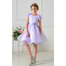 Custom A-Line Mini/ Short Lace Flower Girl Dresses with Sashes