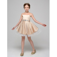 Inexpensive A-Line Mini/ Short Satin Tulle Flower Girl Dresses