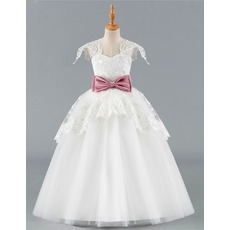 New Ball Gown Floor Length Flower Girl Dresses with Belts