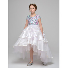 High-Low Asymmetric Beading Little Girls Party Dresses