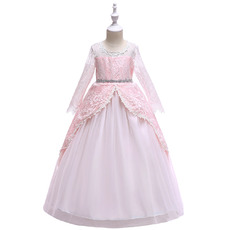 Inexpensive Ball Gown Long Sleeves Long Little Girls Party Dresses