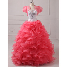 Custom Ball Gown Sweetheart Long Prom/ Quinceanera Dress with Jacket