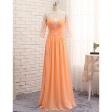 Custom Floor Length Chiffon Prom/ Formal Dresses with 3/4 Long Sleeves