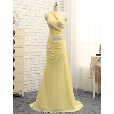 Elegant One Shoulder Floor Length Chiffon Prom/ Formal Dresses