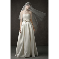 A-Line Strapless Floor Length Satin Wedding Dresses