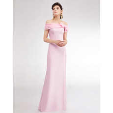 Affordable Off-the-shoulder Floor Length Satin Evening/ Prom Dresses