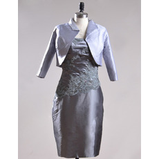 Short Satin Mother Dresses with Jackets for Wedding