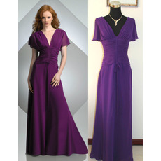 Affordable Floor Length Chiffon Mother Dresses with Short Sleeves