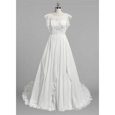 Elegant A-Line Sleeveless Floor Length Chiffon Wedding Dresses