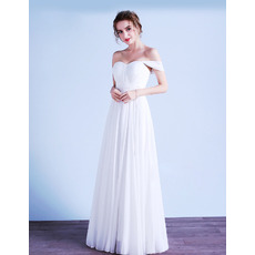 Sweetheart Sleeveless Floor Length Chiffon Wedding Dresses