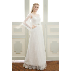Custom Elegant Floor Length Lace Wedding Dresses with Cap Sleeves