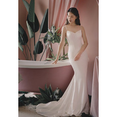 Sexy Mermaid Spaghetti Straps Floor Length Satin Bridal Dresses