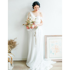 Asymmetric One Shoulder Long Chiffon Bridal Dresses