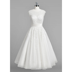 Informal A-Line Sleeveless Knee Length Satin Organza Wedding Dresses