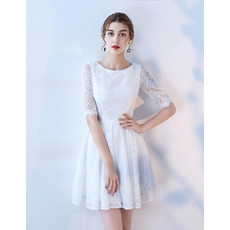 Custom A-Line Mini/ Short Lace Wedding Dresses with Half Sleeves