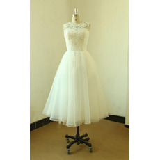 Informal A-Line Knee Length Organza Reception Wedding Dresses