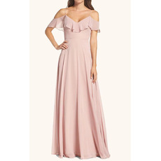 Custom A-Line Spaghetti Straps Floor Length Chiffon Bridesmaid Dresses