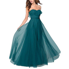 Inexpensive A-Line Sweetheart Floor Length Chiffon Bridesmaid Dresses