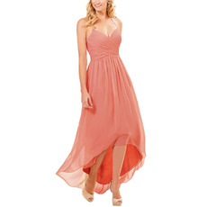 Affordable Halter Sweetheart High-Low Long Chiffon Bridesmaid Dresses