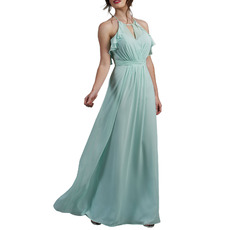 New Halter Floor Length Chiffon Backless Bridesmaid Dresses