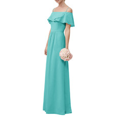 Elegant Spaghetti Straps Floor Length Chiffon Bridesmaid Dresses