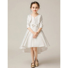 Adorable High-Low Knee Length Flower Girl Dresses with Jackets