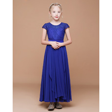 Adorable A-Line Short Sleeves Ankle Length Chiffon Flower Girl Dresses