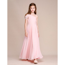 Custom One Shoulder Chiffon Flower Girl/ Junior Bridesmaid Dresses