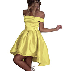 Sexy Off-the-shoulder High-Low Short Satin Homecoming Dresses