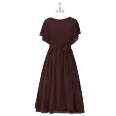 Affordable A-Line Short Chiffon Mother Dresses with Short Sleeves