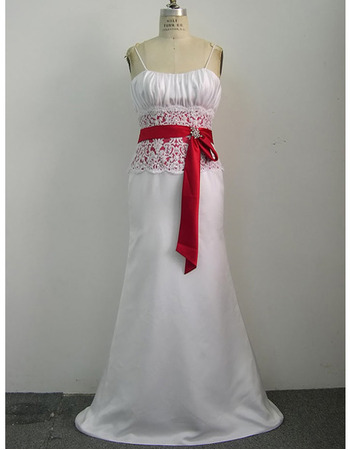 New Style Fashionable and Exquisite Sheath Shoulder-Strap Court train Satin Beading Lace Dress for Bride/Bridal Gown