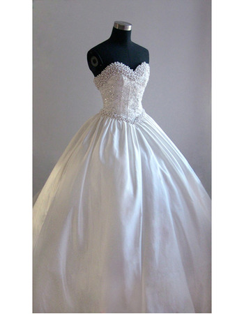 Style Fashionable and Exquisite Ball-Gown Sweetheart Court train Satin Beading Dress for Bride/Bridal Gown