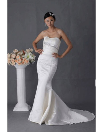 Designer Modest Mermaid Strapless Court Train Bridal Wedding Dresses