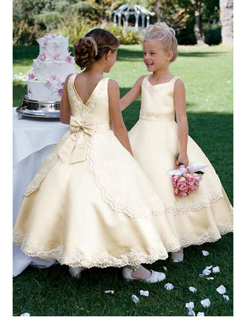 Discount Stunning Ball Gown Ankle Length Satin First Communion Dresses