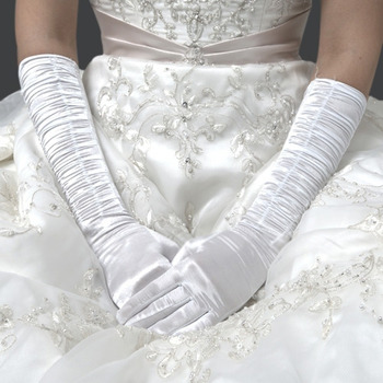 Elbow Ivory Satin Wedding Gloves