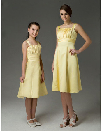 Knee-Length Taffeta Junior Bridesmaid Dresses with Spaghetti Straps