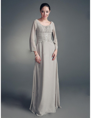 A-Line Scoop Floor-Length Chiffon Satin Mother of the Bride Dresses