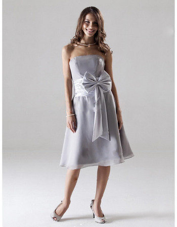Discount Custom Strapless Knee-Length Chiffon Bridesmaid Dresses