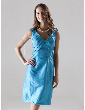 Sheath/ Column V-Neck Short Taffeta Bridesmaid/ Wedding Party Dresses