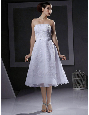 Discount A-Line Strapless Knee Length Short Petite Wedding Dresses