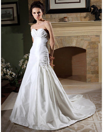 Custom A-Line Sweetheart Court Train Taffeta Satin Wedding Dresses