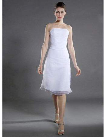 Informal A-Line Strapless Knee Length Short Petite Wedding Dresses