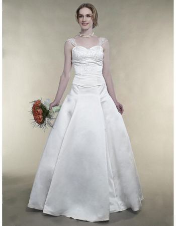 Princess Strapless Floor-length Satin Wedding Dress