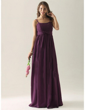 Elegant Spaghetti Straps Floor-Length Chiffon Bridesmaid Dresses