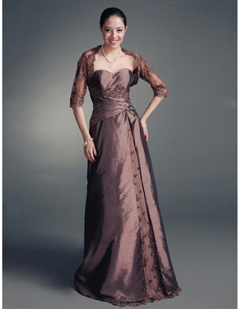 Discount A-Line Mother of the Bride Dress with Jacket/ Floor Length Lace Chocolate Mother of the Groom Dress