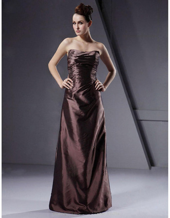 Winter Strapless Column Floor-Length Taffeta Bridesmaid Dresses