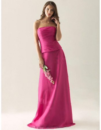 Vintage Strapless Floor-Length Chiffon Two-Piece Bridesmaid Dresses