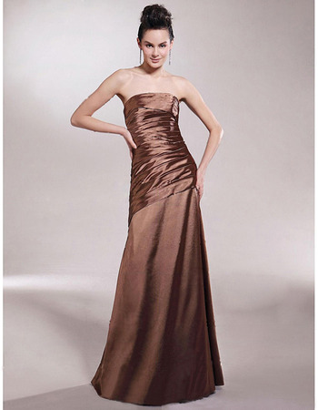 Winter A-Line Strapless Floor-Length Satin Bridesmaid Dresses